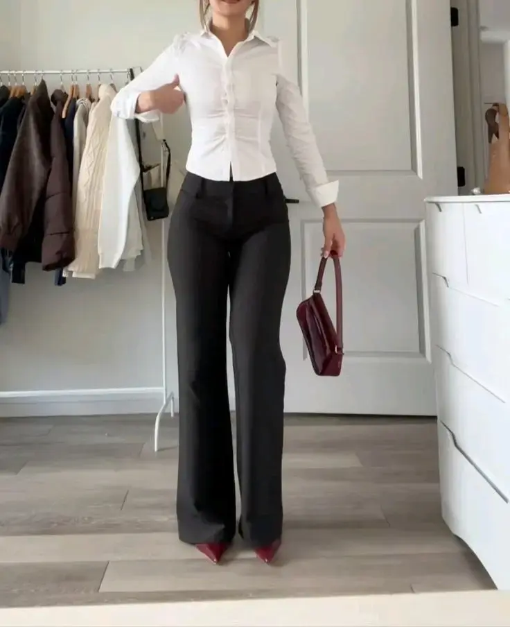 Pantalón de tela flare (36) - 1