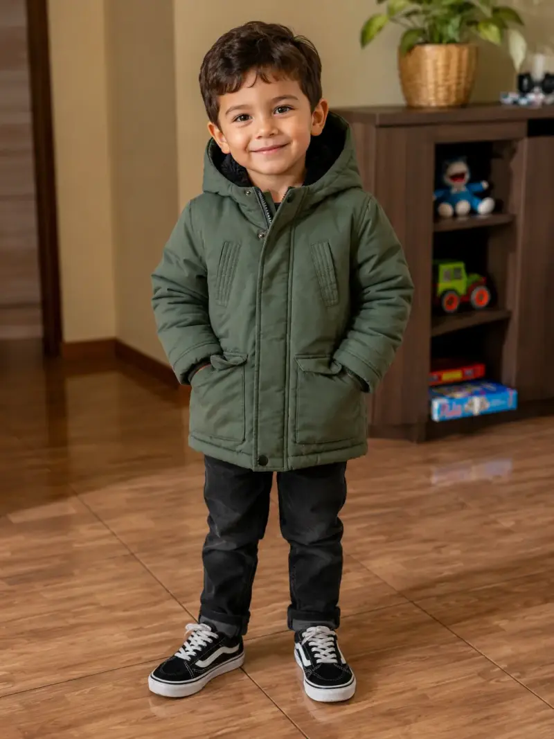 Chaqueta verde con capucha