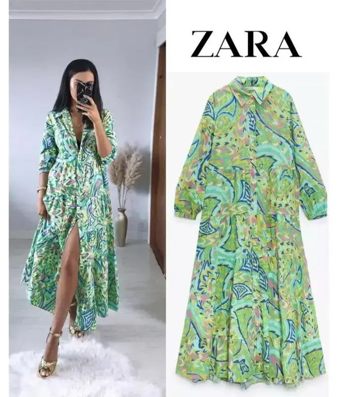 Vestido largo estampado colorido Zara - 6