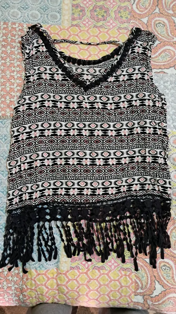 Blusa sin mangas con flecos bohemia