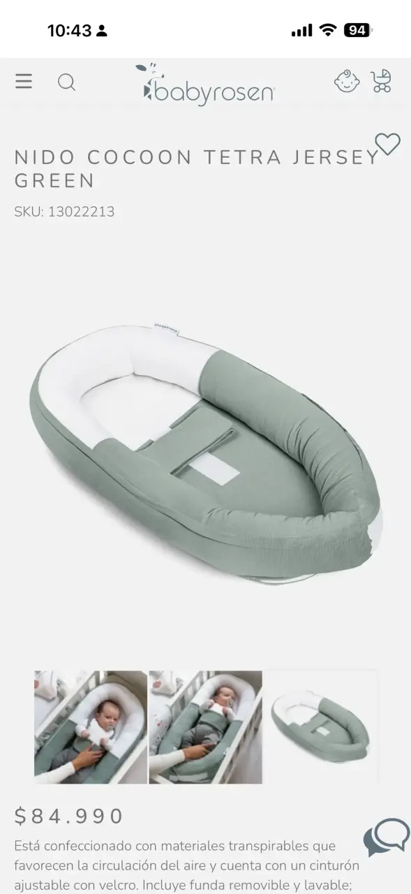 Nido para bebé Babyrosen Cocoon verde - 1