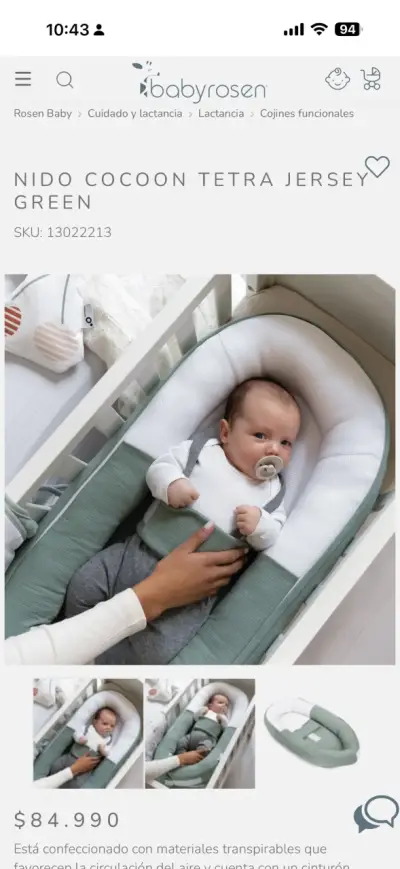 Nido para bebé Babyrosen Cocoon verde - miniatura 2