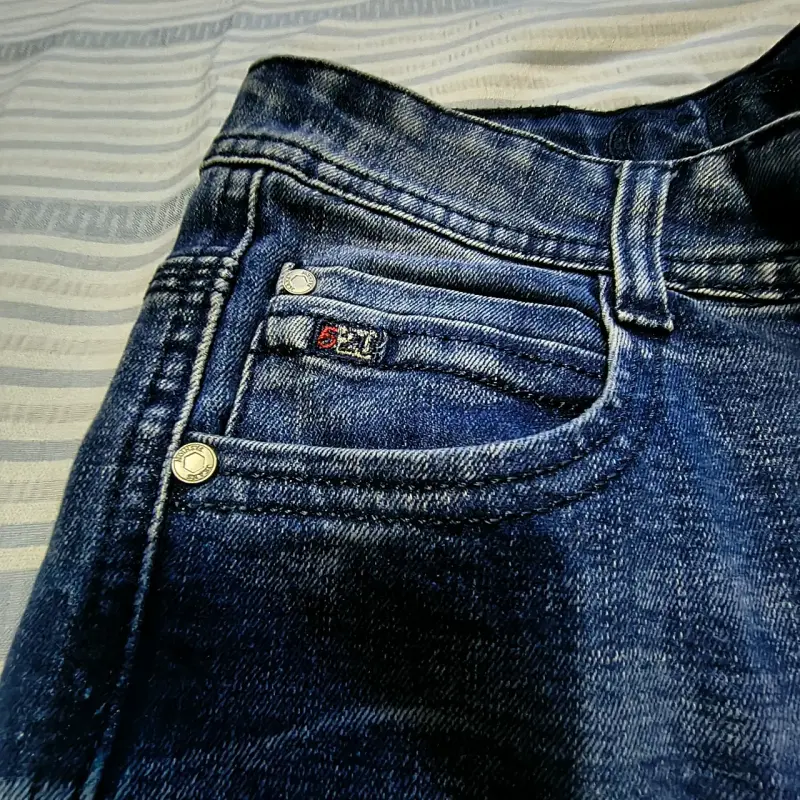 Jeans de mezclilla azul para hombre - 3