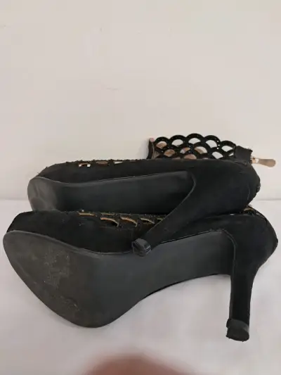 Botines de tacón alto negros calados - miniatura 2