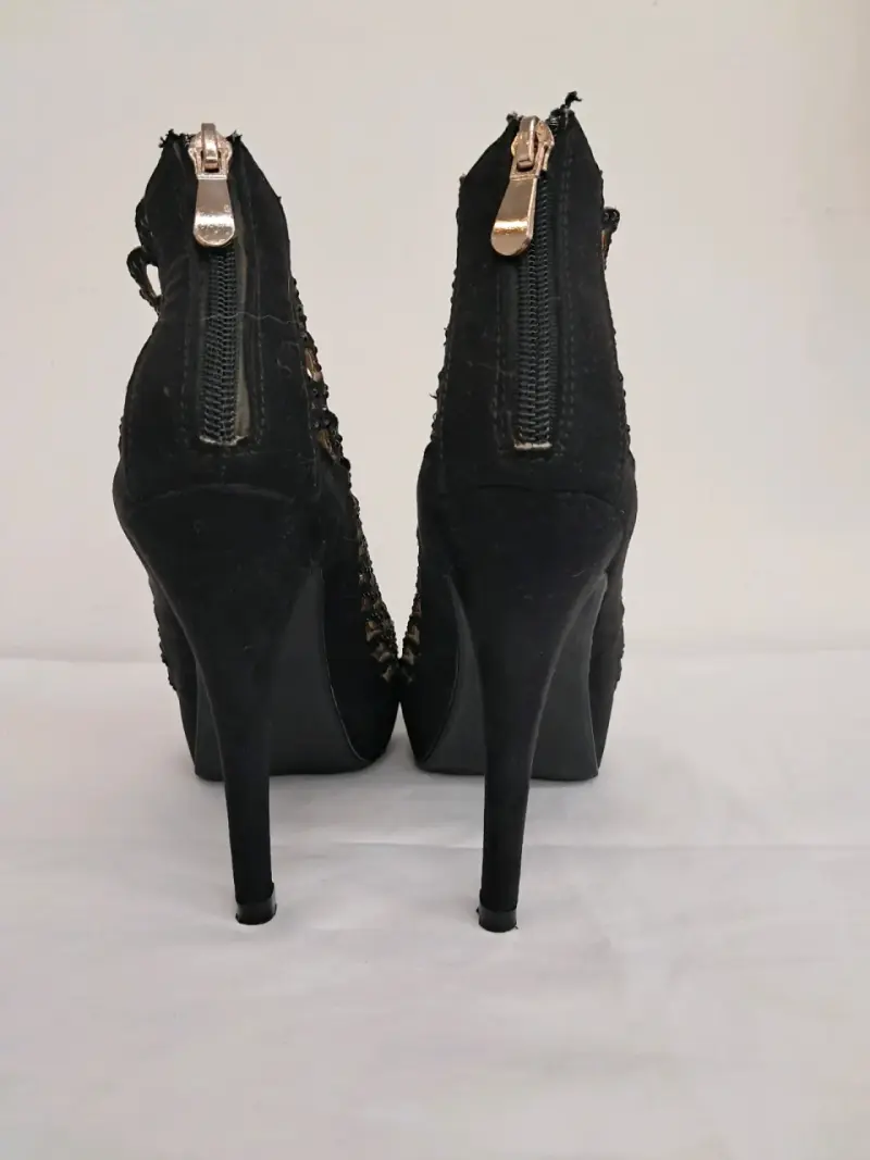 Botines de tacón alto negros calados - 3