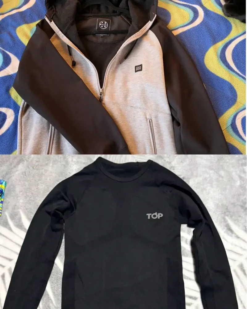 Polerón con capucha Maui y polera negra Top