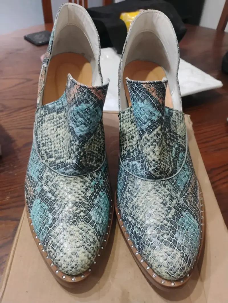 Zapatos de cuero estilo serpiente para mujer - 4