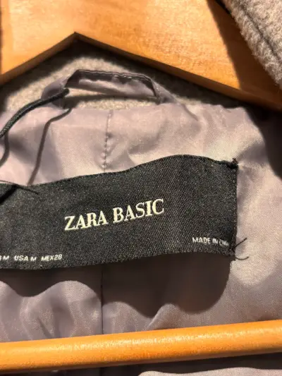 Abrigo gris de lana  Zara para mujer - miniatura 3