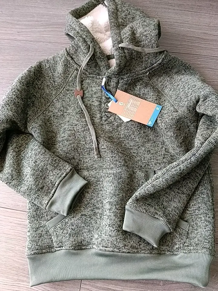 Polerón con capucha gris jaspeado para hombre