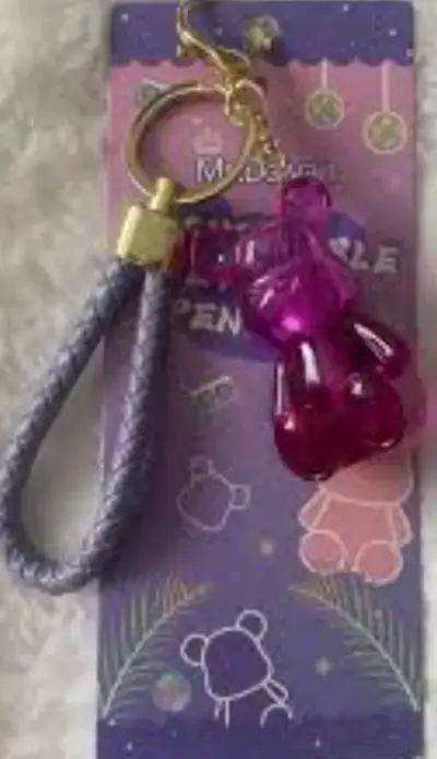 Llavero de oso rosado con cuerda - miniatura 2