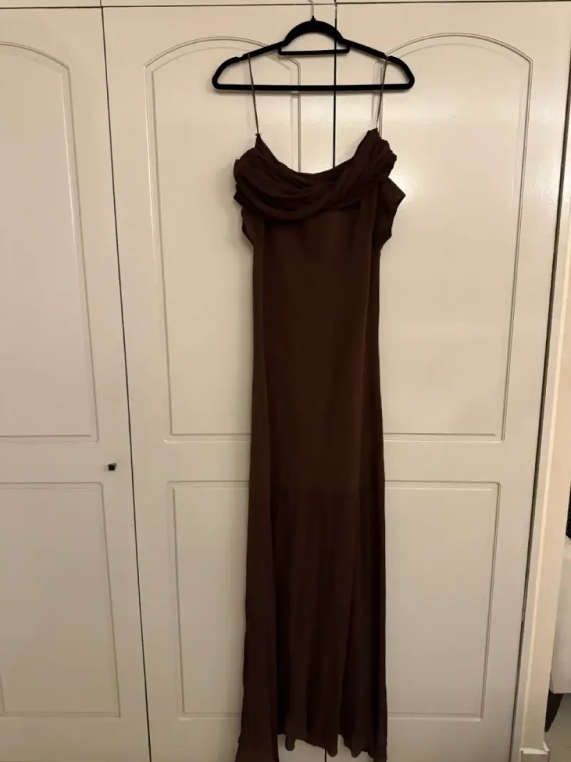 Vestido formal Zara café - 1