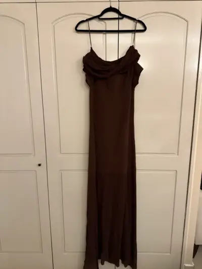 Vestido formal Zara café - miniatura 1
