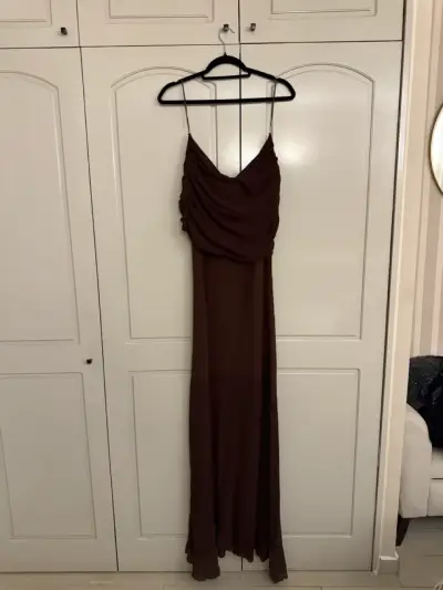 Vestido formal Zara café - miniatura 2