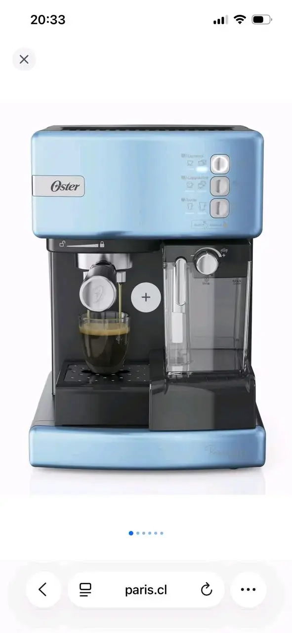 Cafetera espresso Oster azul con espumador - 1