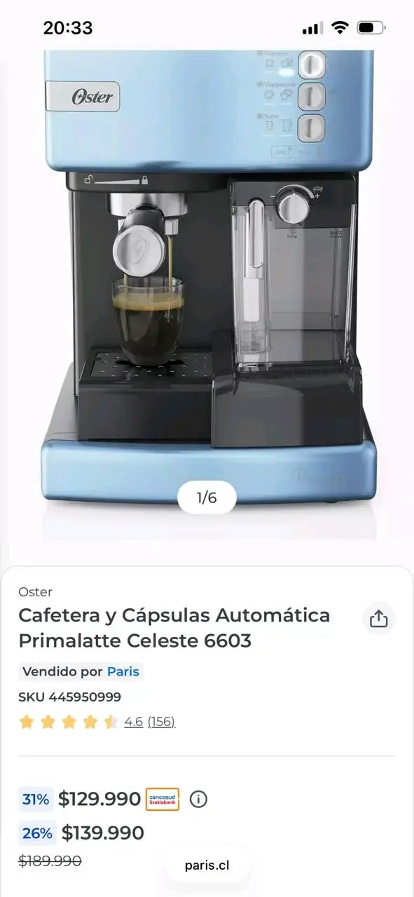 Cafetera espresso Oster azul con espumador - 2
