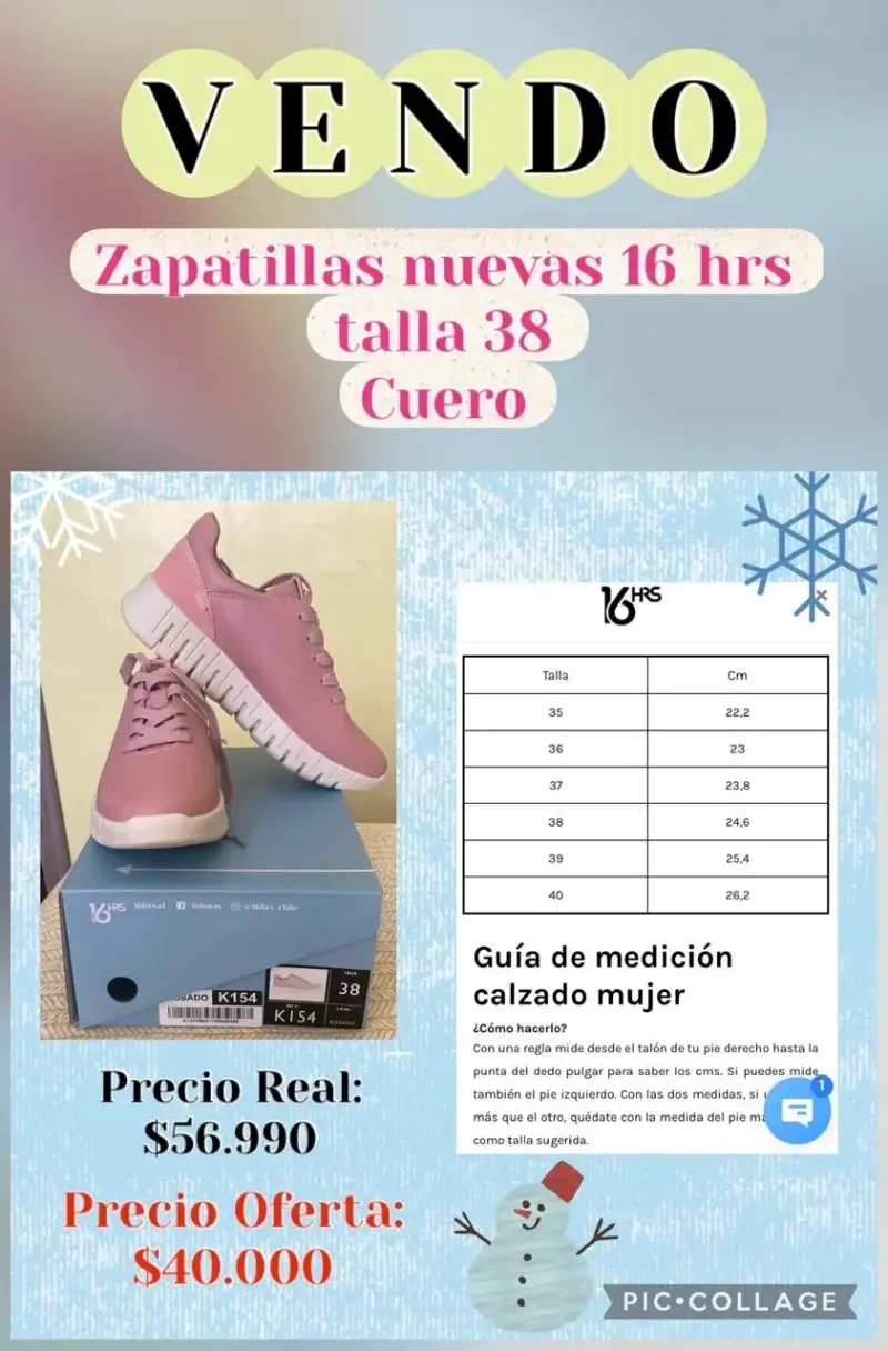 Zapatillas de cuero 16 HRS talla 38 nuevas
