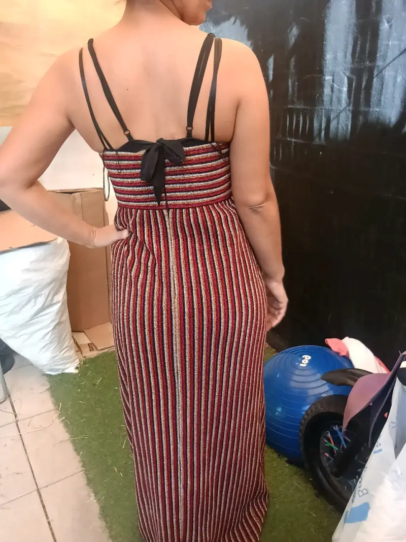Vestido largo de rayas elegante - 2
