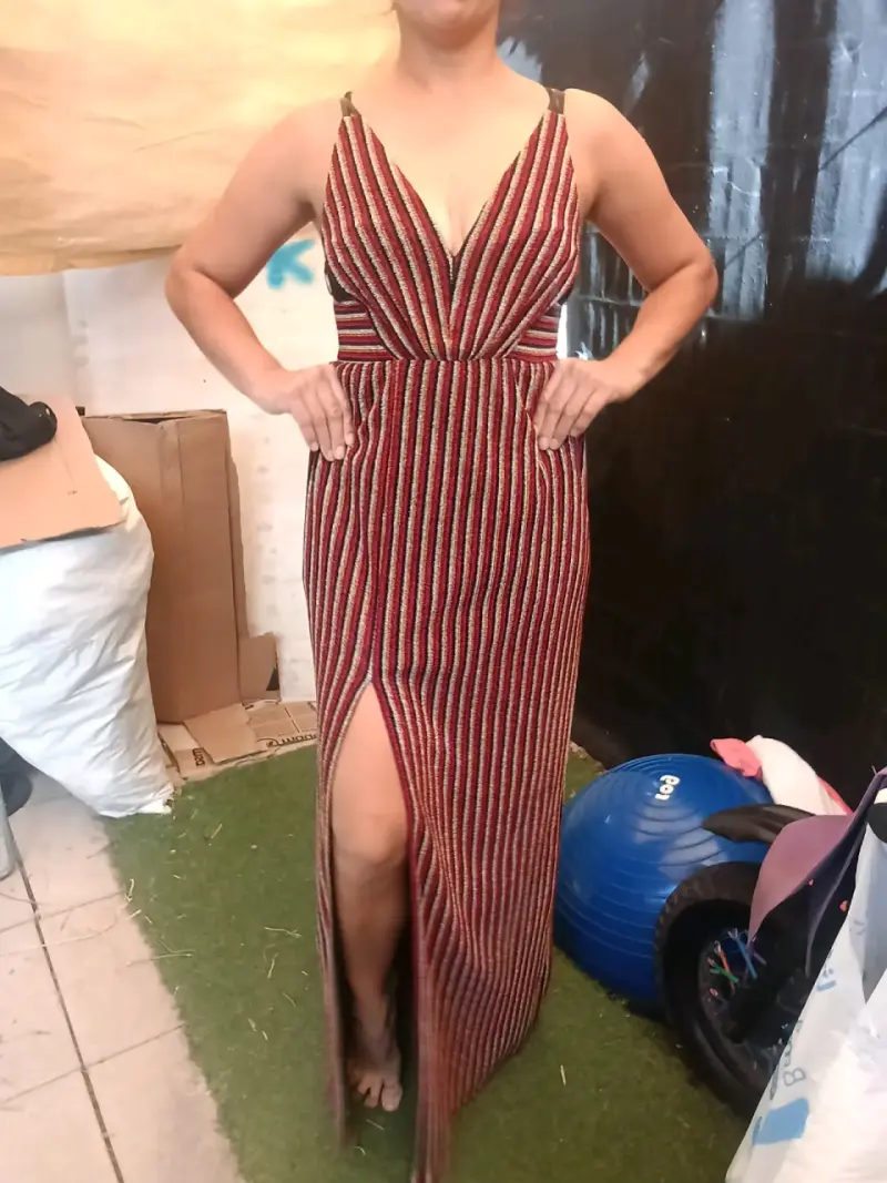Vestido largo de rayas elegante - 3