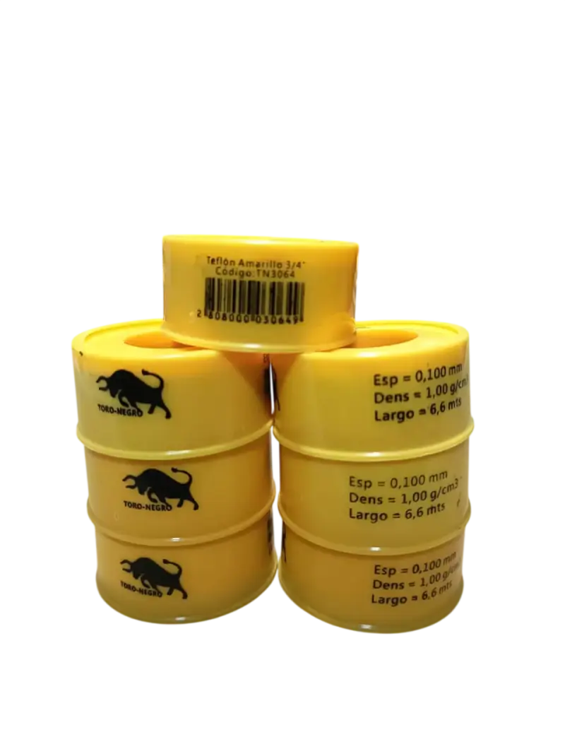 Pack 7 Cintas Teflon Gas Toro Negro 3/4" 6.6M - 3