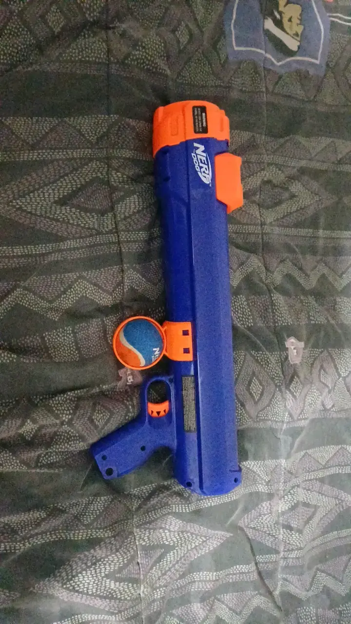 Lanzador de pelotas Nerf Dog azul y naranja - 1