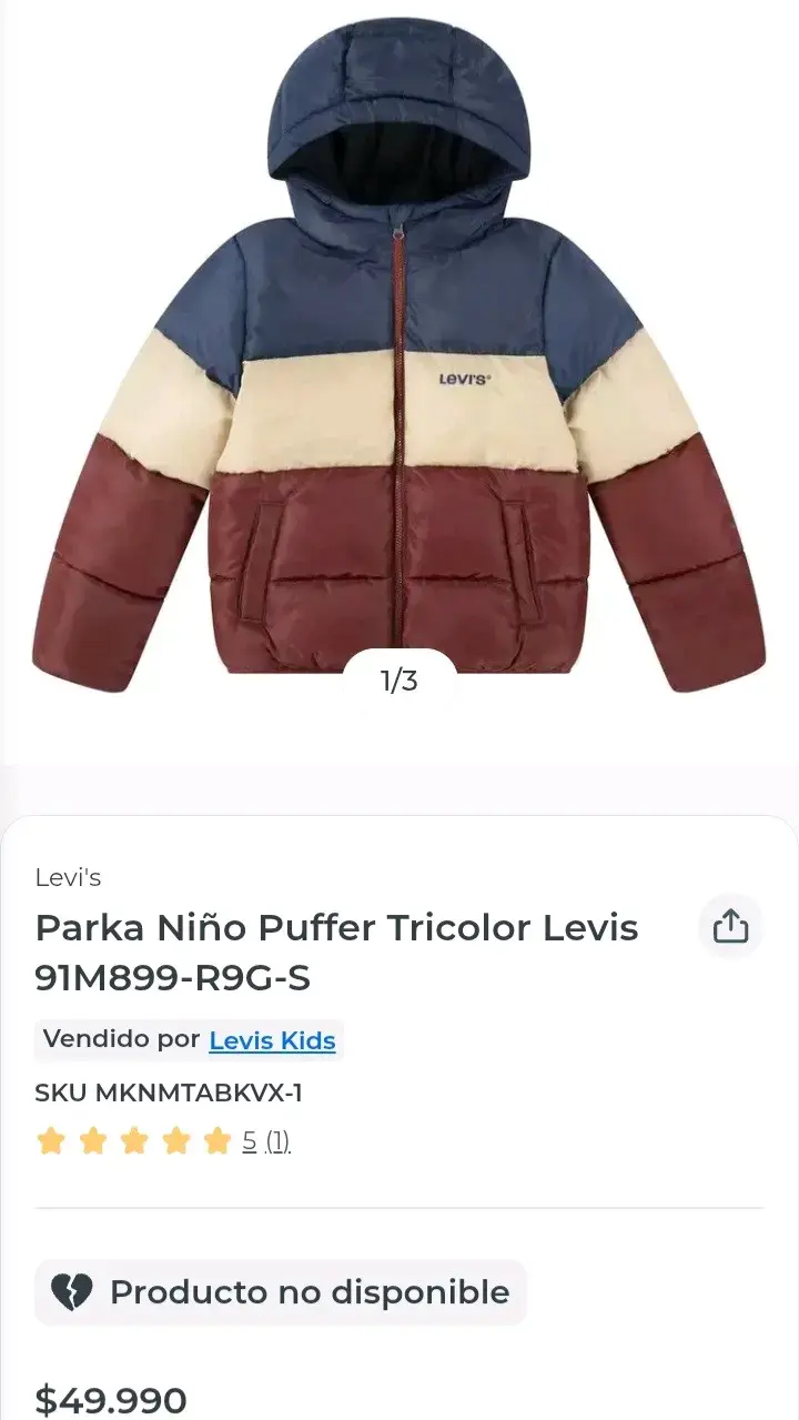 Chaqueta Puffer Levi's para niño tricolor - 2