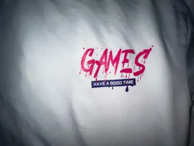 Polera blanca con estampado 'Games' talla M - miniatura 2