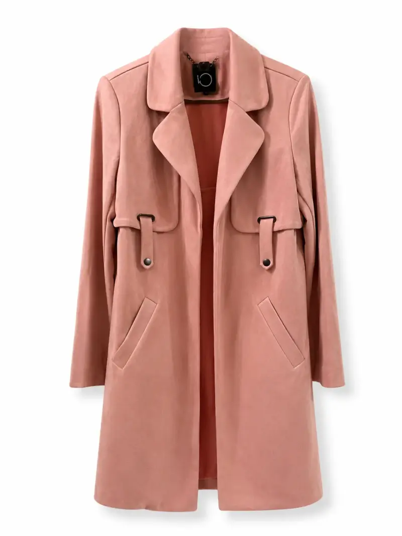 Abrigo largo rosa elegante para mujer