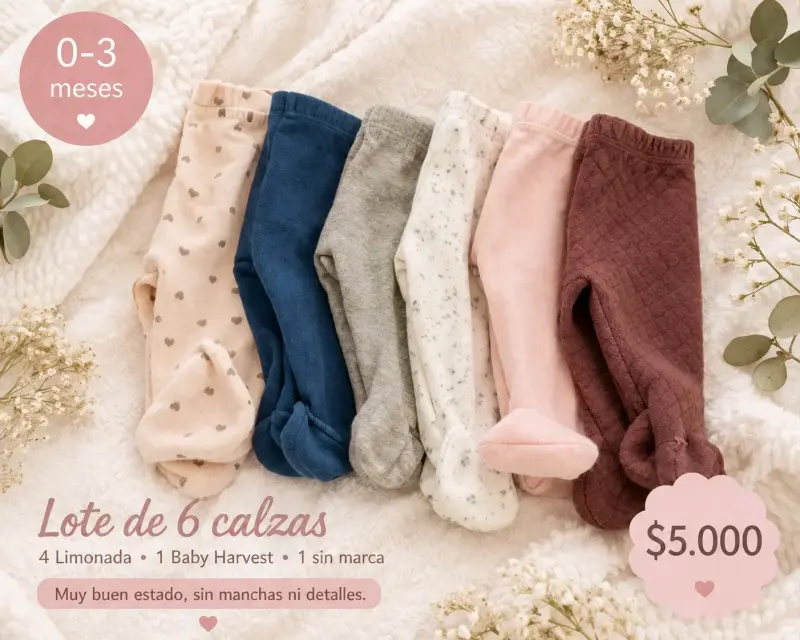 Lote de 6 calzas para bebé 0-3 meses