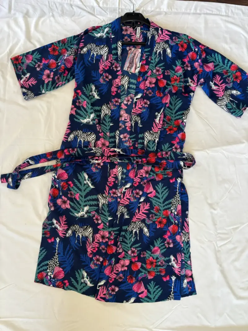 Bata kimono estampado floral y animal print - 1