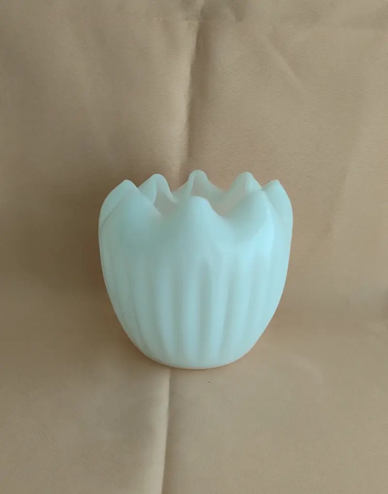 Florero Vintage Opalina Ruffe Rose Bowl Fenton - 2