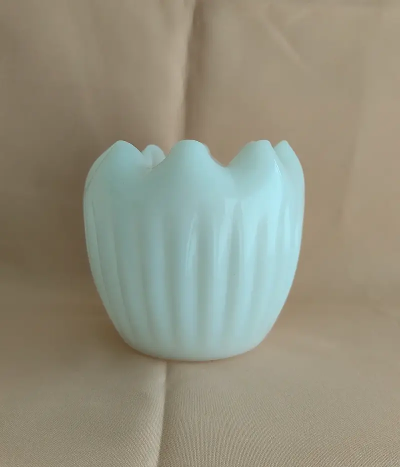 Florero Vintage Opalina Ruffe Rose Bowl Fenton - 5