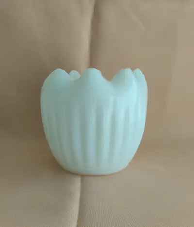 Florero Vintage Opalina Ruffe Rose Bowl Fenton - miniatura 5