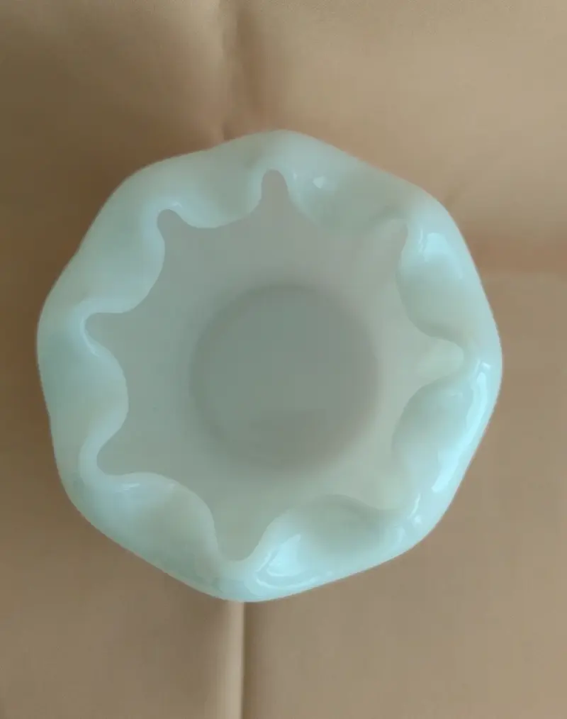 Florero Vintage Opalina Ruffe Rose Bowl Fenton - 6