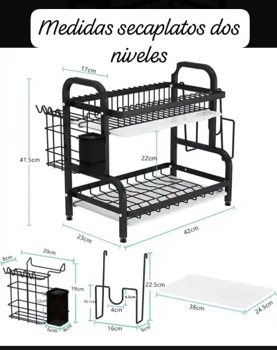 Secador de platos cromado de 2 niveles - miniatura 2