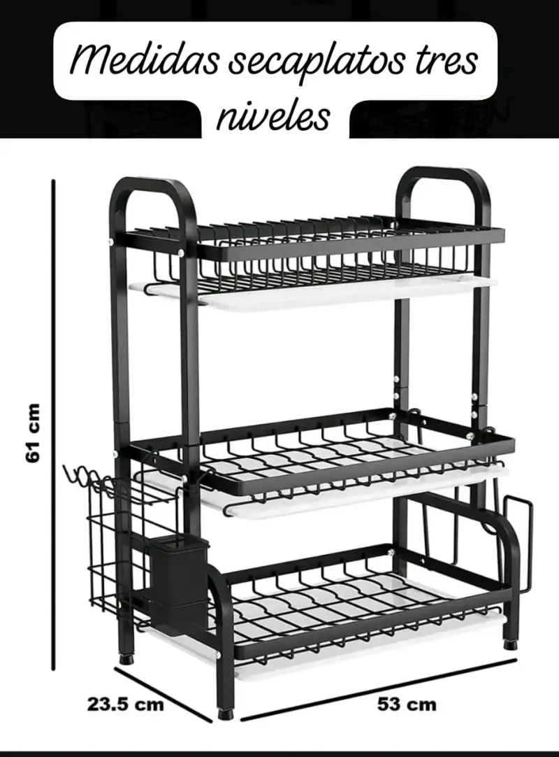 Secaplatos cromado de tres niveles - 2