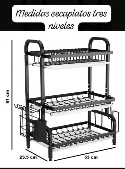 Secaplatos cromado de tres niveles - miniatura 2