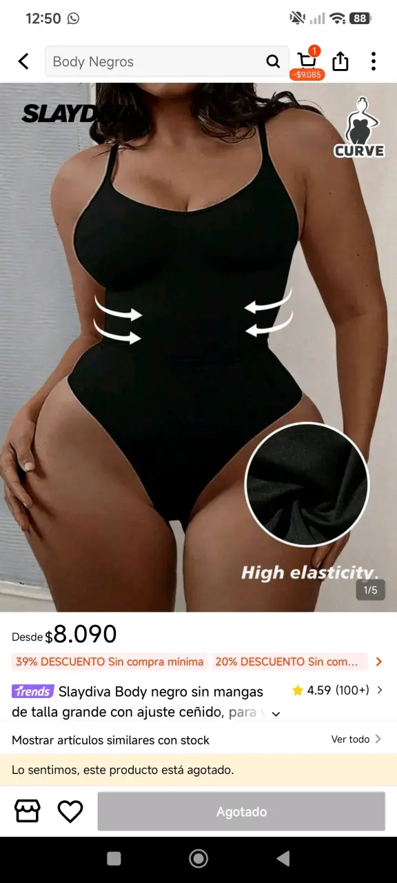 Body negro sin mangas Slaydiva - 1