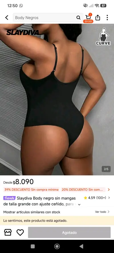 Body negro sin mangas Slaydiva - miniatura 2