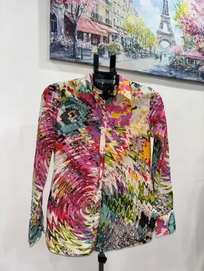 Camisa estampada psicodélica de manga larga - miniatura 1