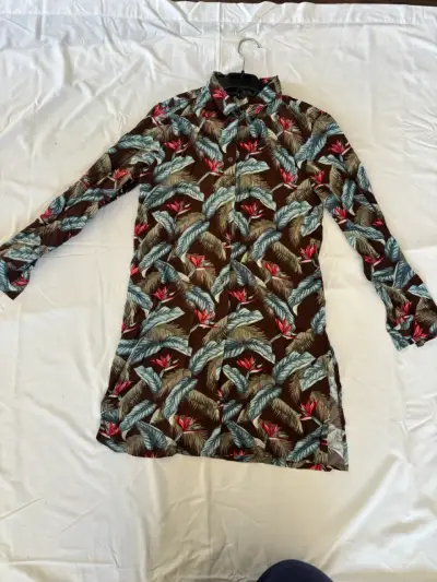 Vestido camisero estampado tropical - miniatura 3