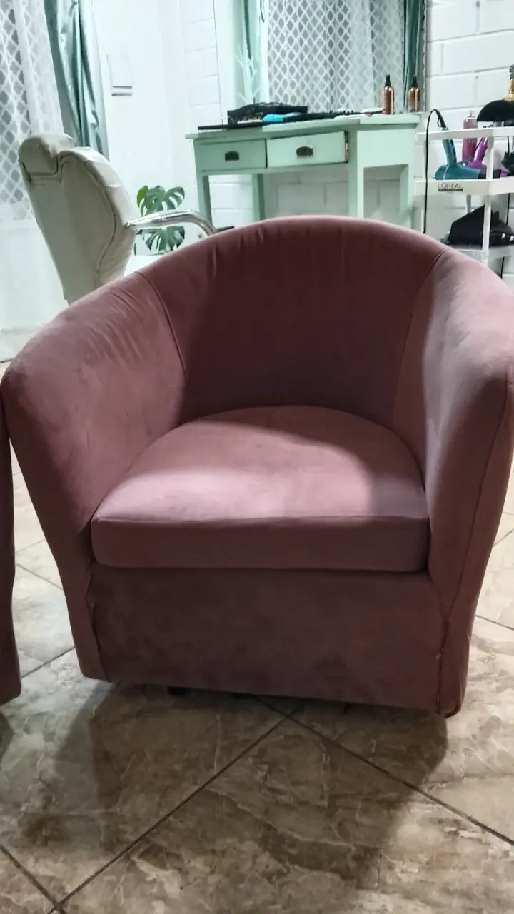 Par de sillones de tela color rosa - 2