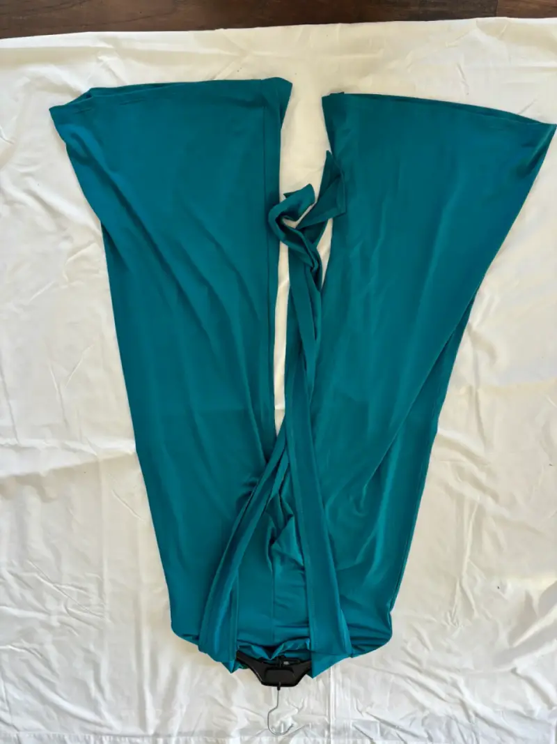 Pantalones anchos color turquesa para mujer - 2