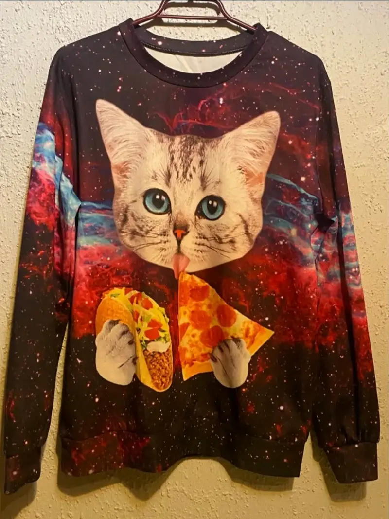 Polerón delgado con diseño de gato talla M