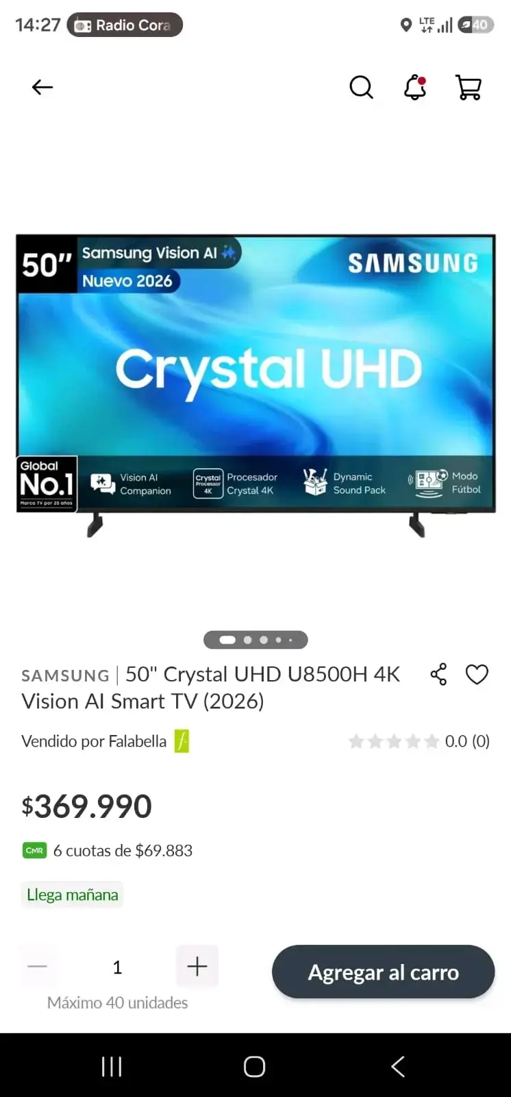 Smart Samsung Crystal 50" UHD 4K Vision AI año2026 - 1