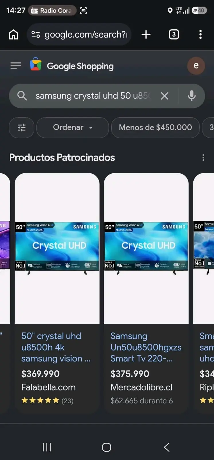 Smart Samsung Crystal 50" UHD 4K Vision AI año2026 - 2