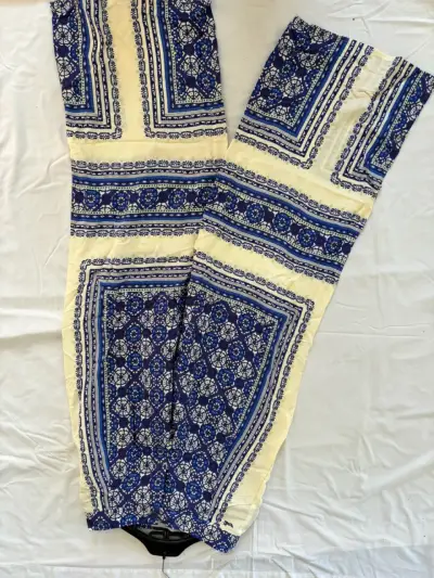 Pantalones anchos estampados azul y blanco - miniatura 1