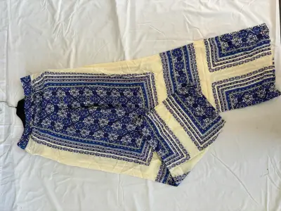 Pantalones anchos estampados azul y blanco - miniatura 2