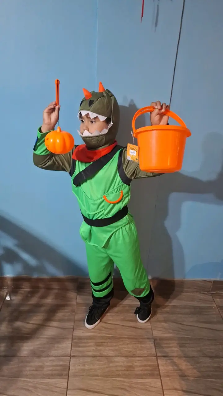 Disfraz infantil de dinosaurio verde - 1