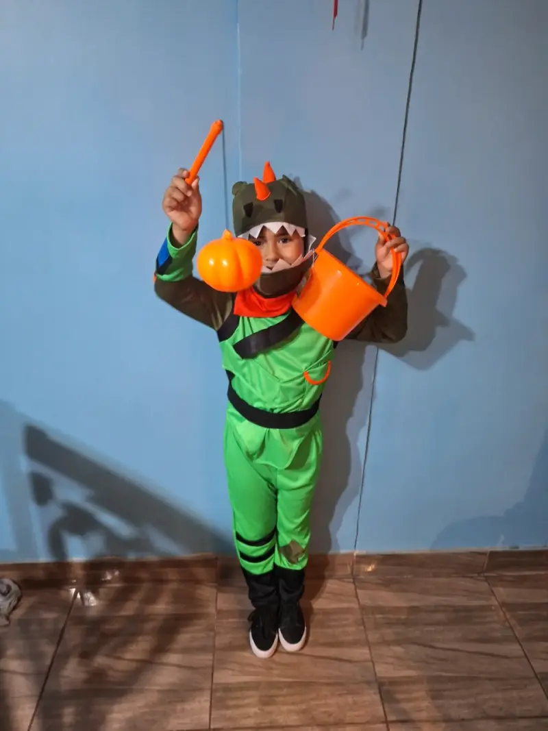 Disfraz infantil de dinosaurio verde - 3