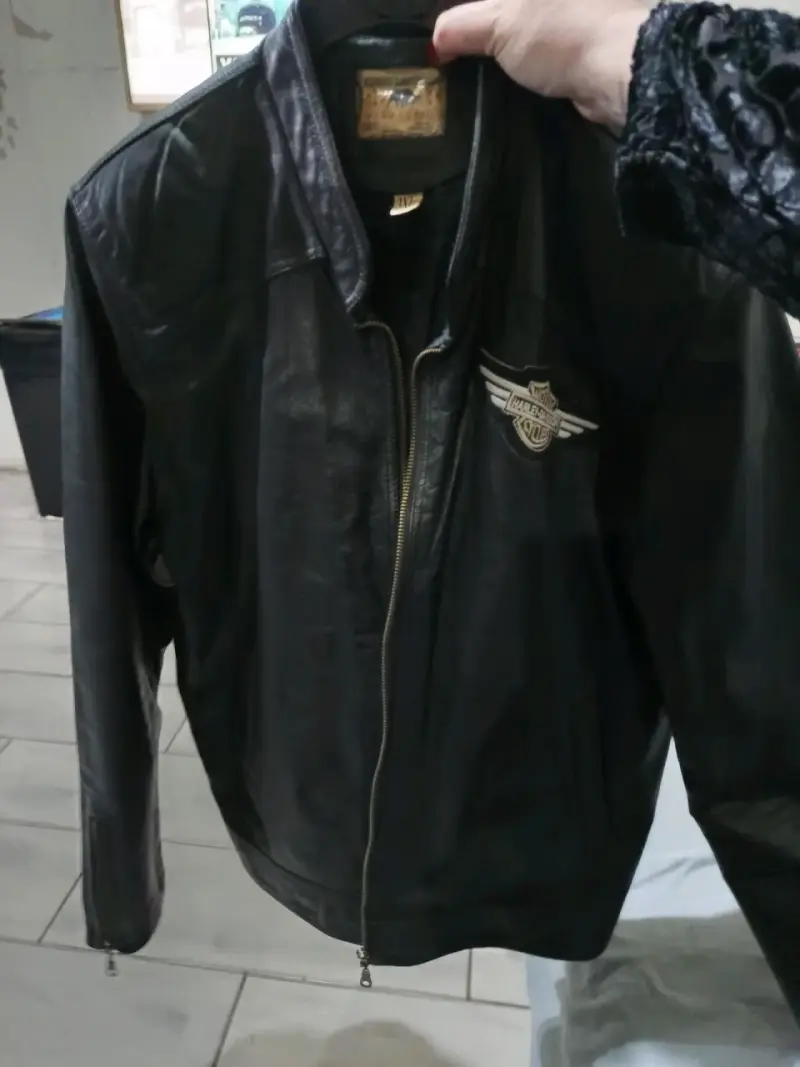 Chaqueta de cuero Harley-Davidson con águila bordada - 3